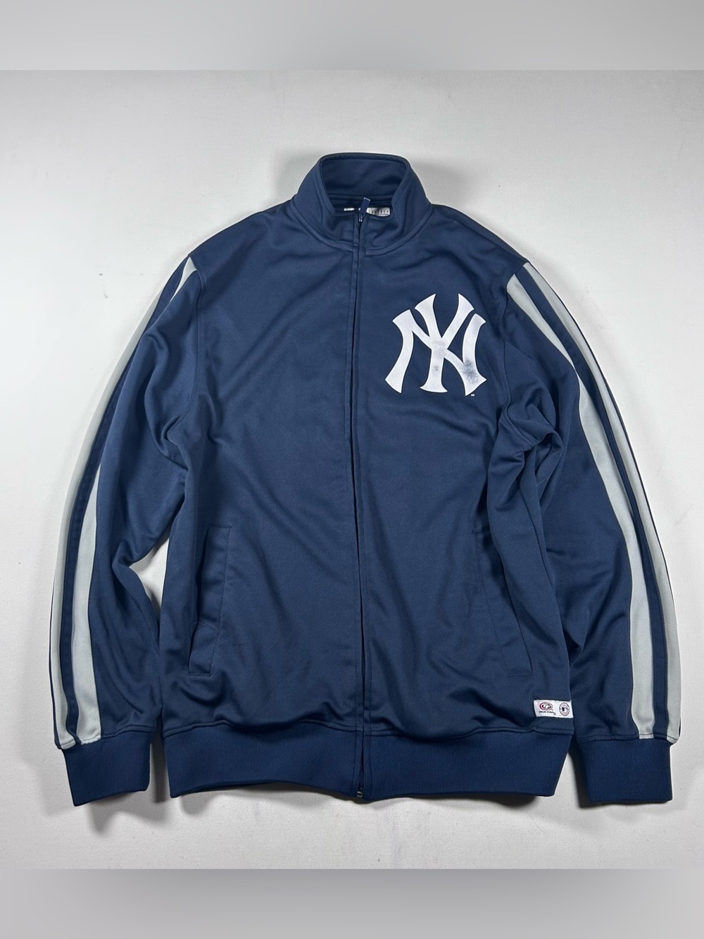 TRUE FAN MLB New York Yankees Track Jacket Mens M Black Full Zip Logo Faded Logo